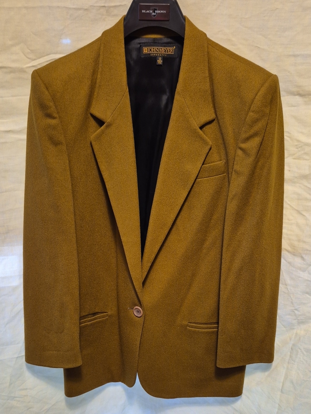 John Meyer Women's Single-Button Blazer in Mustard Brown Size 12
